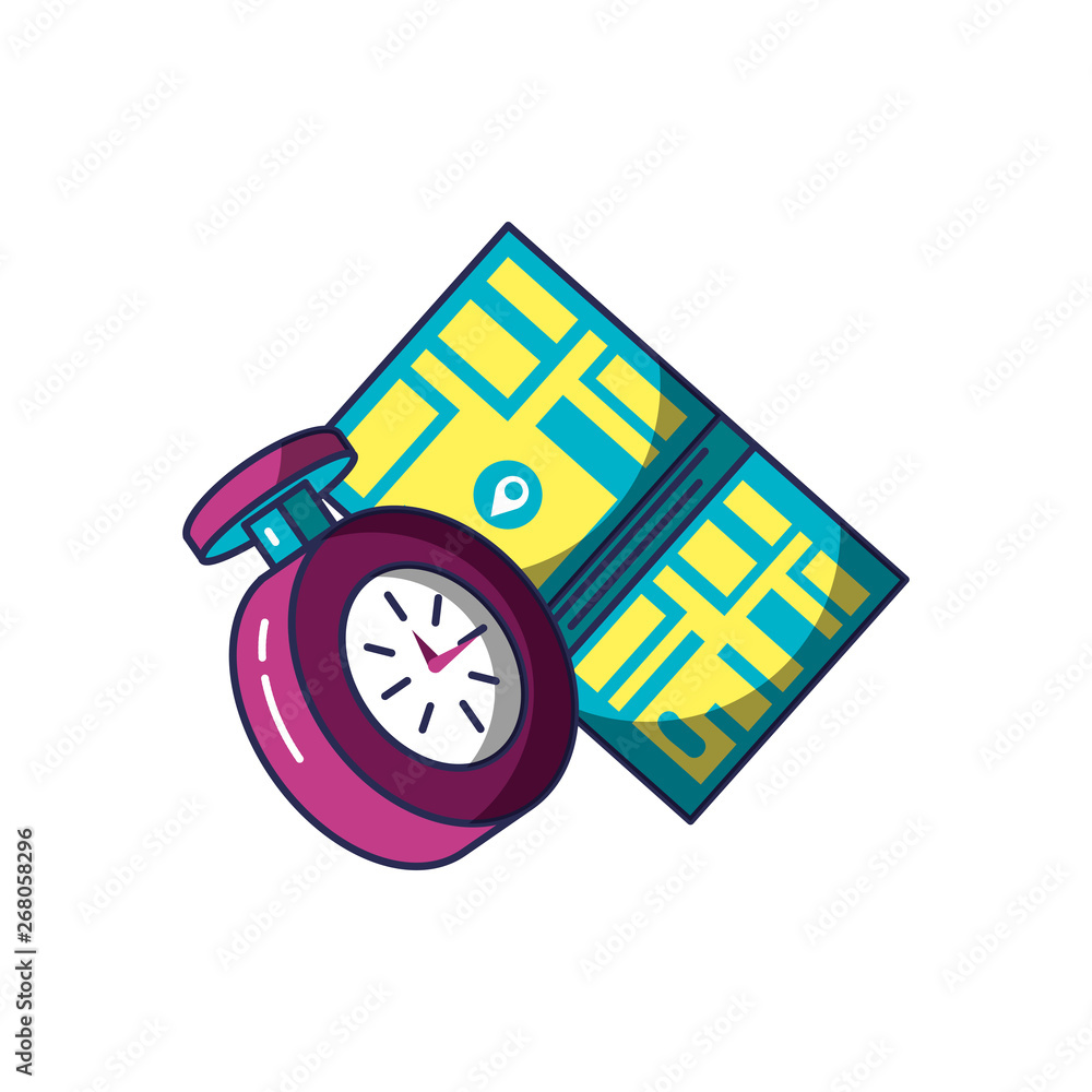 Poster chronometer time with map guide location