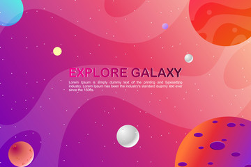 Fototapeta na wymiar Galaxy background with colorful planet flat design