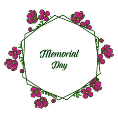 Vector illustration banner memorial day with pattern art floral frames