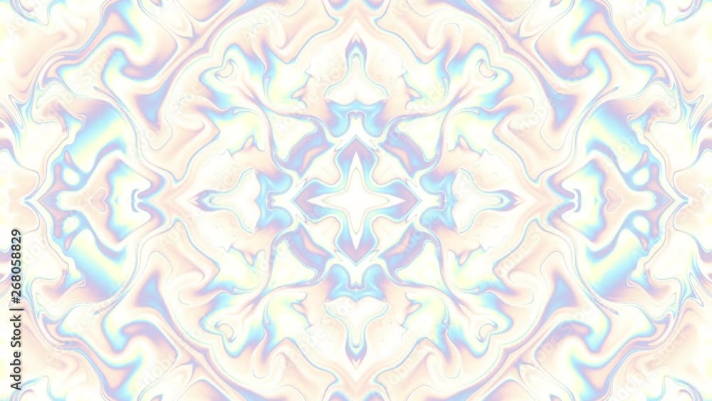 Poster Distortion of a retro ornamental pattern. Psychedelic animated background. Transform abstract curved shapes. Looping footage.