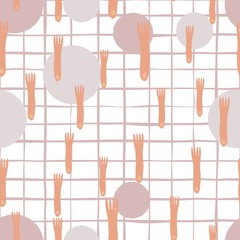 Fork hand draw seamless pattern background. Minimal scandinavian design