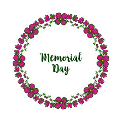 Vector illustration design card of memorial day with beauty of wreath frame