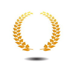 laurel wreath icon  vector . Gold symbol icon on white background
