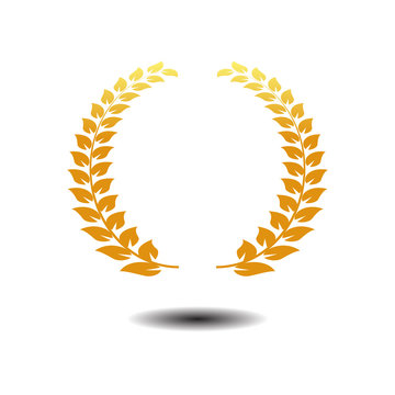 laurel wreath icon  vector . Gold symbol icon on white background