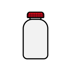 Medical pharmaceutical pills pills in a package, a jar with a lid for the treatment of diseases, a simple icon on a white background. Vector illustration