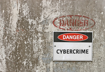 red, black and white Danger, Cybercrime warning sign