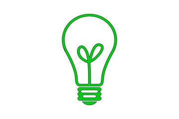 a green lightbulb renewable energy icon on white background