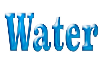 blue 3D word Water on white background