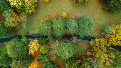 Aerial View of Autumn Gardens and Dam D