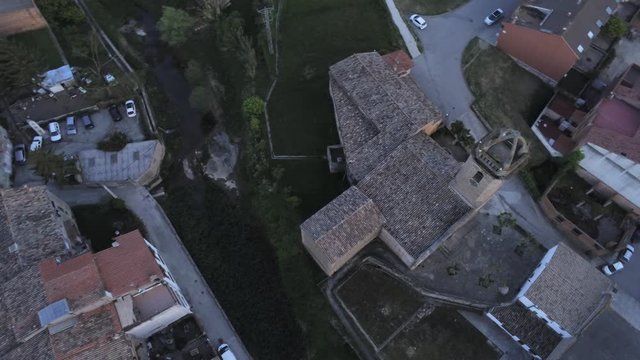 Aerial view by Drone in Monistrol de Calders, village of Barcelona.Spain 4k Video