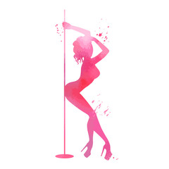 silhouette women pole dance exotic pink