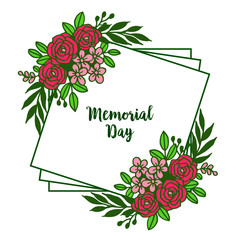 Vector illustration art rose wreath frame for style card of memorial days