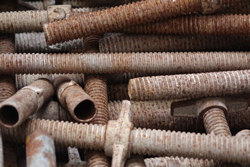 Rusty big spiral steel pipe.