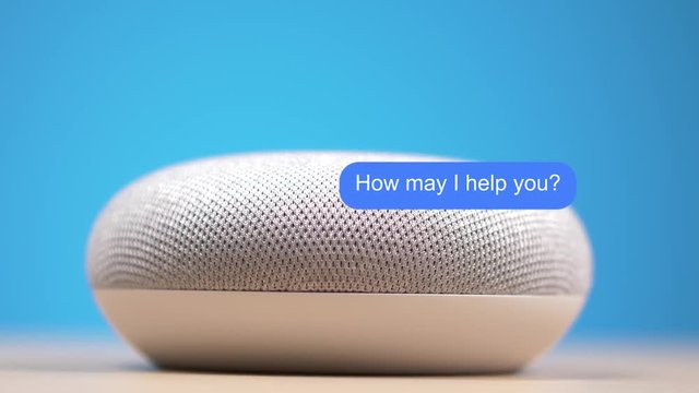 Smart assistant device with animation overlay.