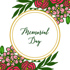 Obraz premium Vector illustration banner memorial day with various crowd of rose flower frame