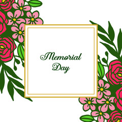 Vector illustration banner memorial day with various crowd of rose flower frame