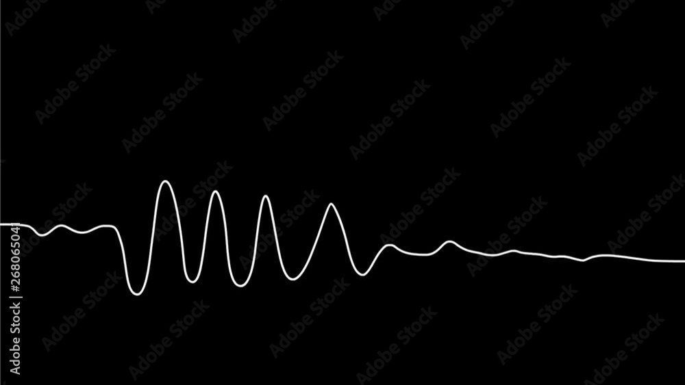 Poster 2d animation motion graphics drawing of an audio wave, heartbeat or sound wave on white and green sc