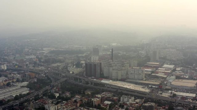 Aerial shot of pollution in Mexico City