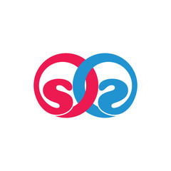 letter ss linked circle logo vector