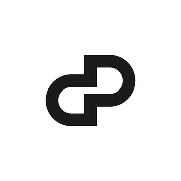 letter dp simple infinity line logo vector