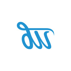 letter dw curves line simple logo vector