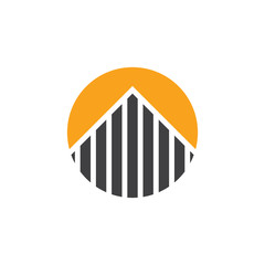 stripes building sun design logo vector