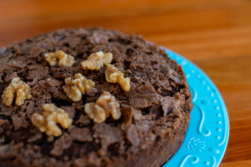 detalle de nueces de delicioso brownie