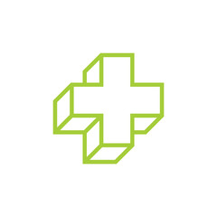 plus medical 3d geometric line logo vector