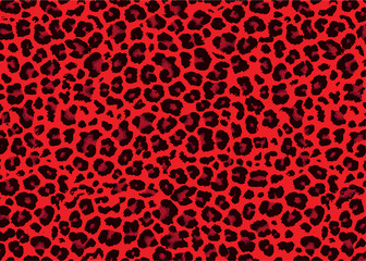 Red Leopard skin pattern design. Leopard print vector illustration background. Wildlife fur skin design illustration for print, web, home decor, fashion, surface, graphic design © leavector