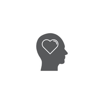 head with heart vector icon concept, isolated on white background
