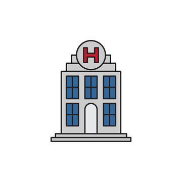 hospital building vector icon, isolated on white background