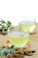 冷茶と青もみじ