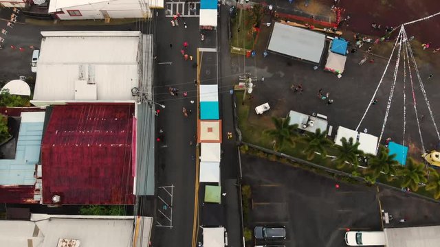 aerial over crowded Pahoa town from activate puna event!!