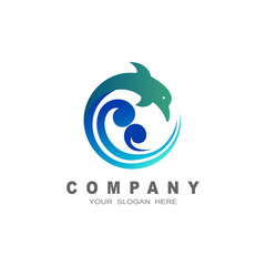 dolphin on the wave, water animal icon,dolphin jumping above waves, sport,animal