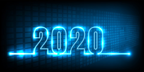 Happy New Year 2020. technology abstract