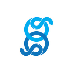Obraz premium linked circle loop overlapping line logo vector