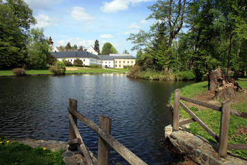 View on small, romantic place in Czech Republic, castle Velke Losiny. 