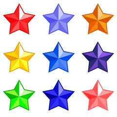 Set of multi-colored stars. Vector icons