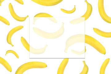 many yellow bananas with place for text on white background