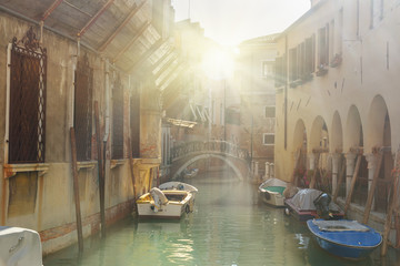 Bridge over canal Rio Della Maddalena. Venice. Italy