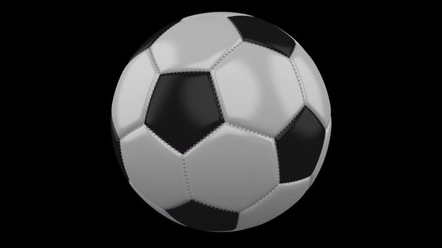 Soccer ball rotates on a transparent background, 4k footage with alpha transparency