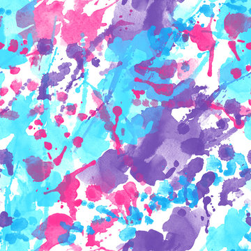 Abstract Watercolor Splatter Seamless Pattern