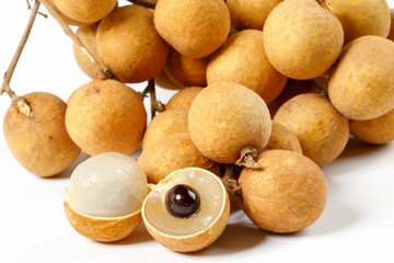 Dimocarpus Longan fruit on white background