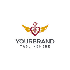 creative Love guitar Logo design concept template vector