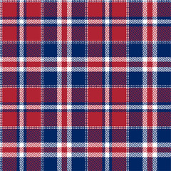 Blue, Red and White of Patriotic Tartan Seamless Patterns