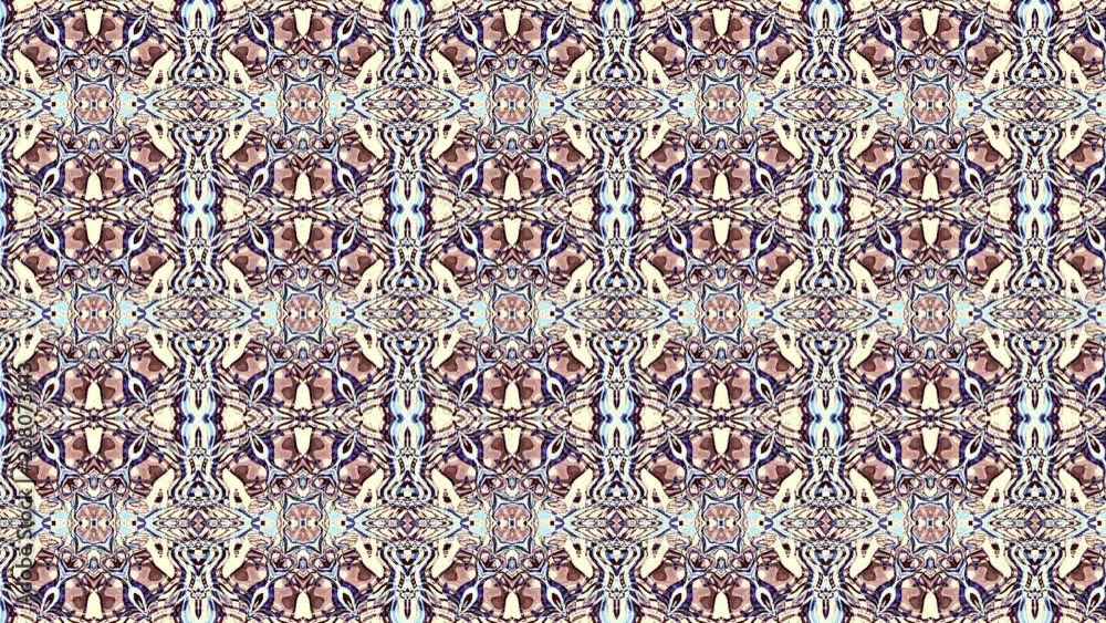 Poster Symmetric mosaic tile transforming ornament. Abstract footage in Art Nouveau style. Loop footage.