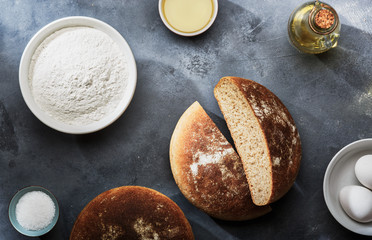 Freshly Baked Bread and Ingredients for bakery products