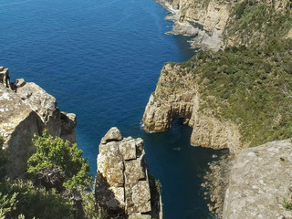 high angle shot of a sea arch at cape hauy, tasmania