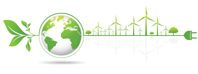 Ecology concept and Environmental ,Banner design elements for sustainable energy development, Vector illustration