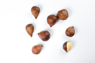 Buah Salak Snake skin fruit on white background